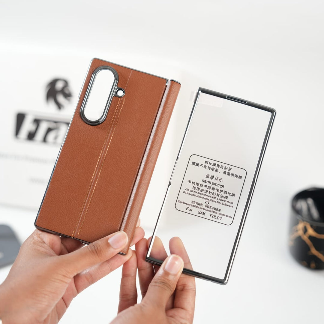 FRATO Fold 7 Collection Galaxy Z Fold 7 Premium Leather Middle Stitch Case | Slim Protective Cover