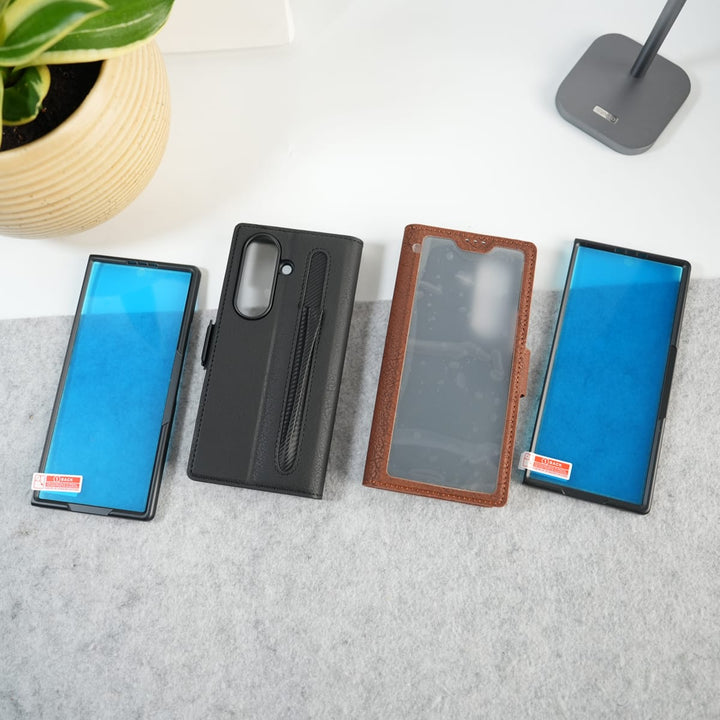 FRATO Fold 7 Collection Galaxy Z Fold 7 Premium Leather Wallet Case with Front Screen Protection