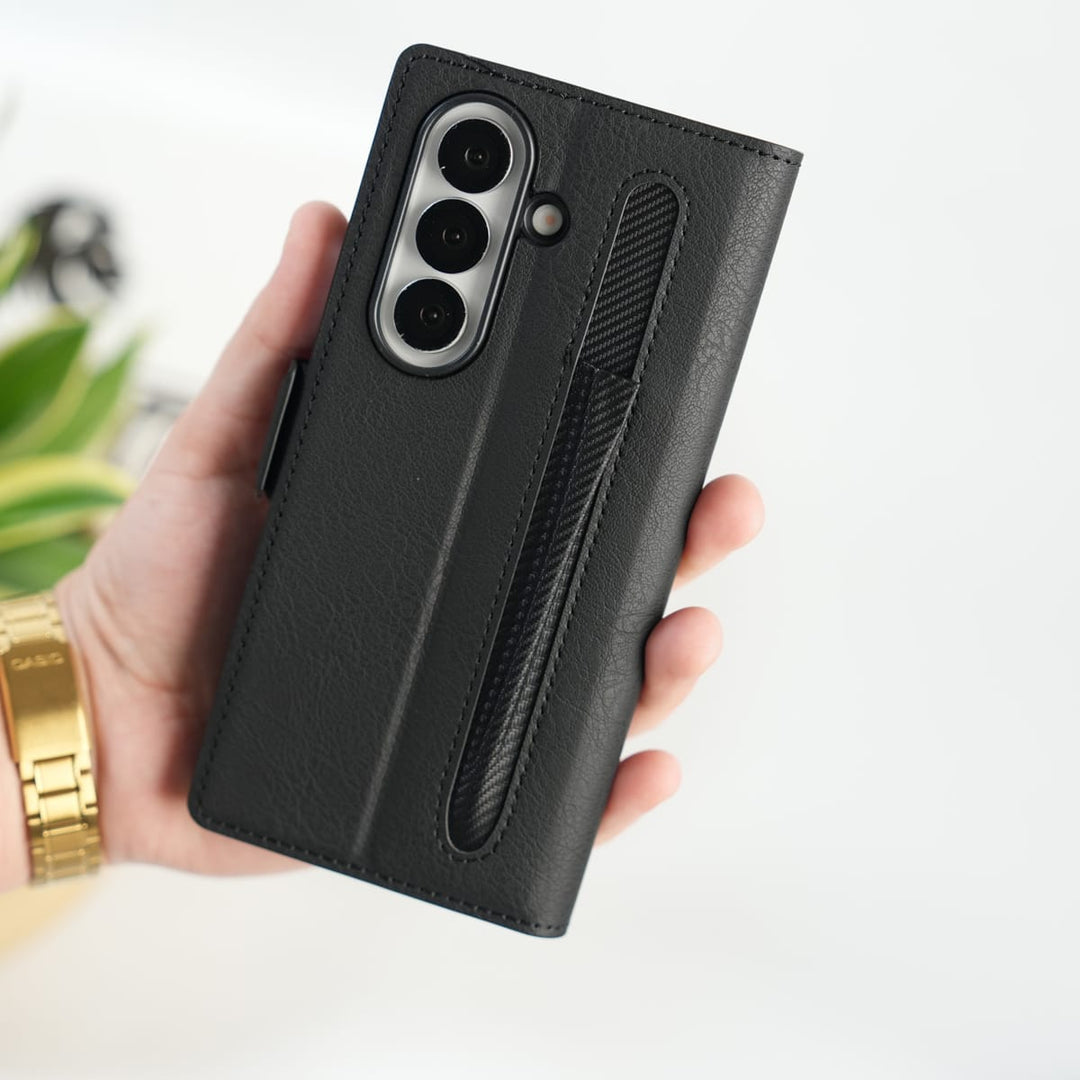 FRATO Fold 7 Collection Galaxy Z Fold 7 Premium Leather Wallet Case with Front Screen Protection