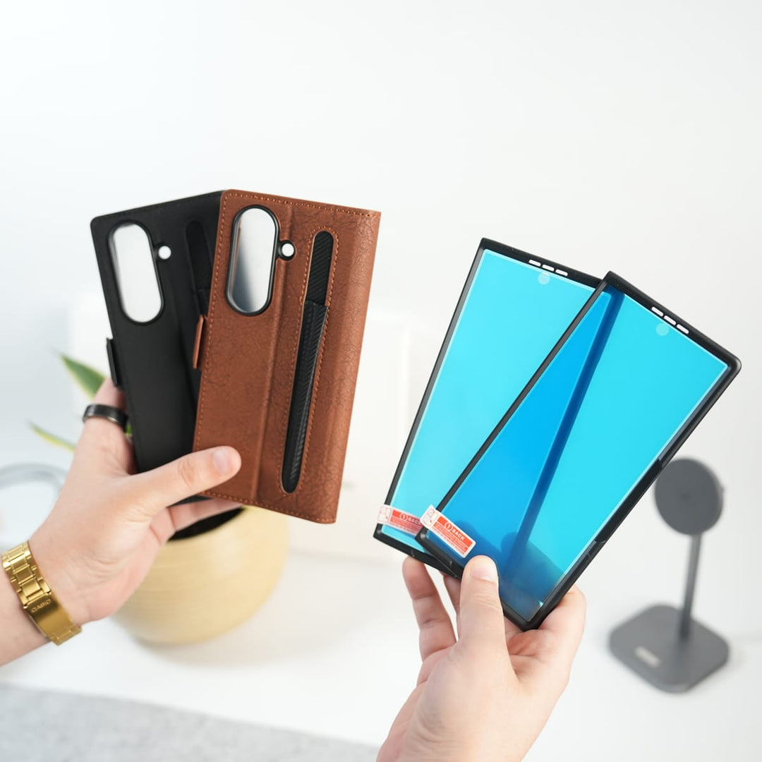 FRATO Fold 7 Collection Galaxy Z Fold 7 Premium Leather Wallet Case with Front Screen Protection