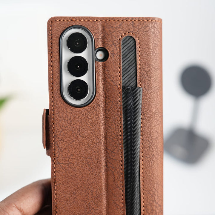 FRATO Fold 7 Collection Galaxy Z Fold 7 Premium Leather Wallet Case with Front Screen Protection