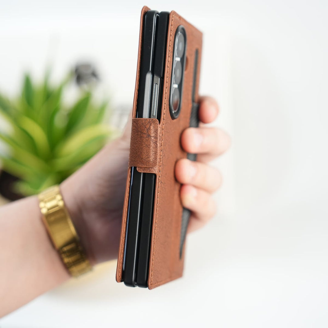 FRATO Fold 7 Collection Galaxy Z Fold 7 Premium Leather Wallet Case with Front Screen Protection
