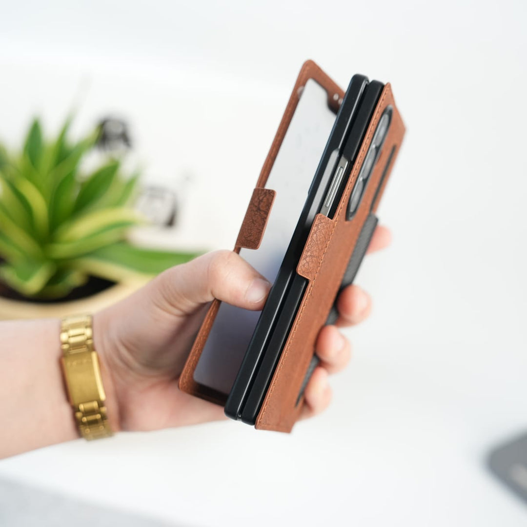 FRATO Fold 7 Collection Galaxy Z Fold 7 Premium Leather Wallet Case with Front Screen Protection
