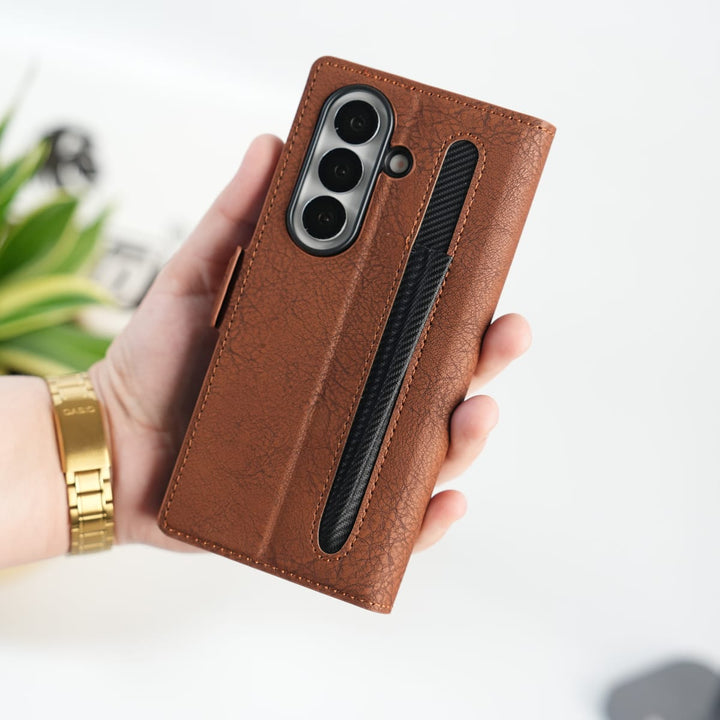 FRATO Fold 7 Collection Galaxy Z Fold 7 Premium Leather Wallet Case with Front Screen Protection