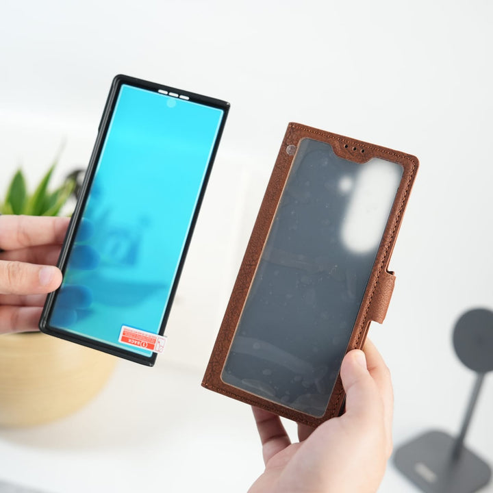FRATO Fold 7 Collection Galaxy Z Fold 7 Premium Leather Wallet Case with Front Screen Protection