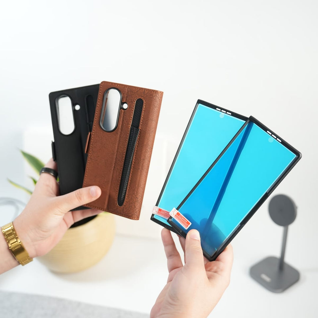 FRATO Fold 7 Collection Galaxy Z Fold 7 Premium Leather Wallet Case with Front Screen Protection