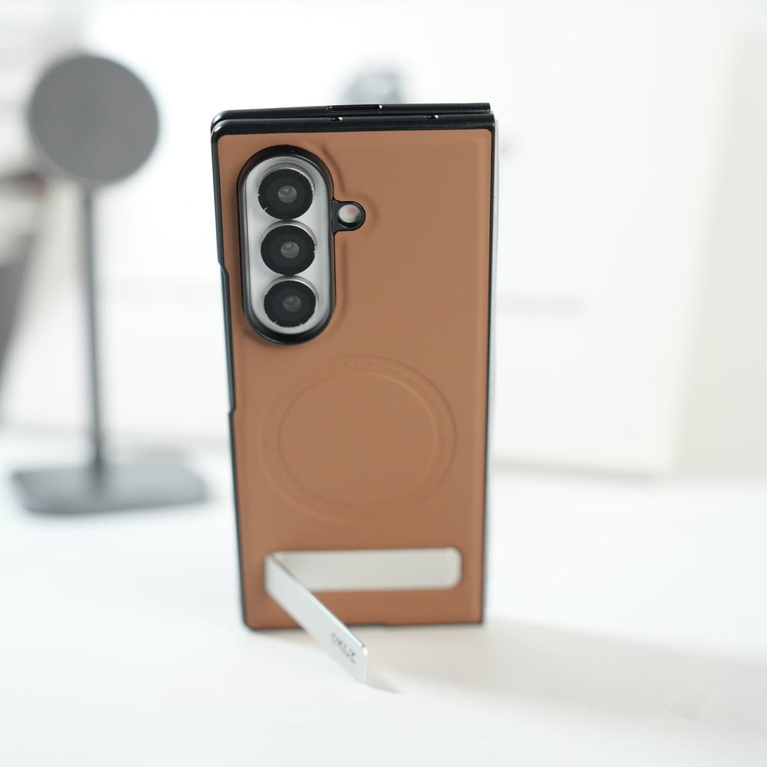 FRATO Fold 7 Collection Galaxy Z Fold 7 Premium PU Leather Case with Metal Kickstand | Slim Protective Cover