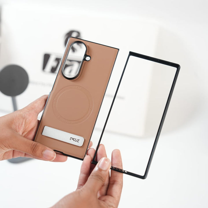 FRATO Fold 7 Collection Galaxy Z Fold 7 Premium PU Leather Case with Metal Kickstand | Slim Protective Cover