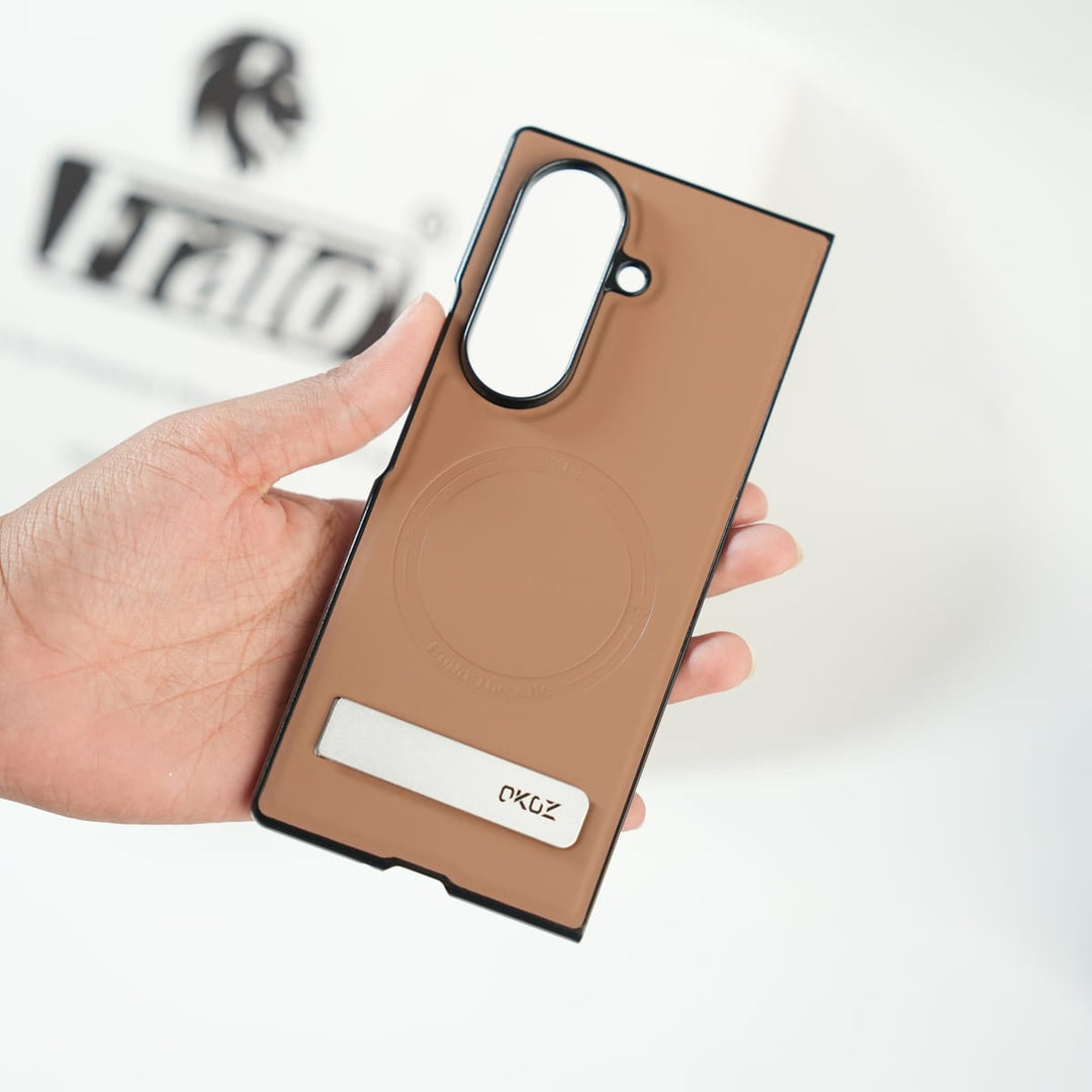 FRATO Fold 7 Collection Galaxy Z Fold 7 Premium PU Leather Case with Metal Kickstand | Slim Protective Cover