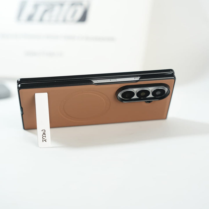FRATO Fold 7 Collection Galaxy Z Fold 7 Premium PU Leather Case with Metal Kickstand | Slim Protective Cover