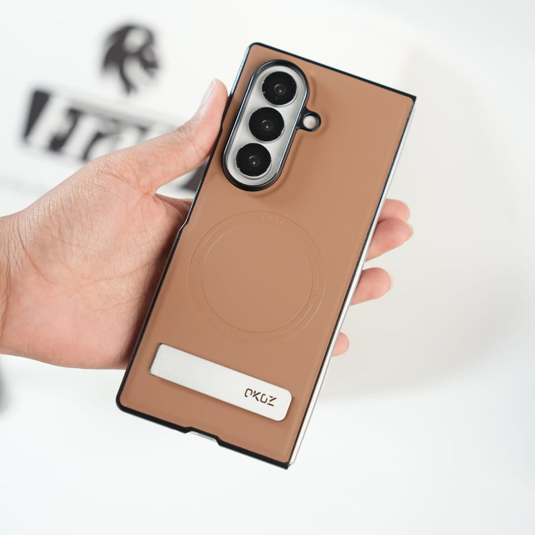 FRATO Fold 7 Collection Galaxy Z Fold 7 Premium PU Leather Case with Metal Kickstand | Slim Protective Cover