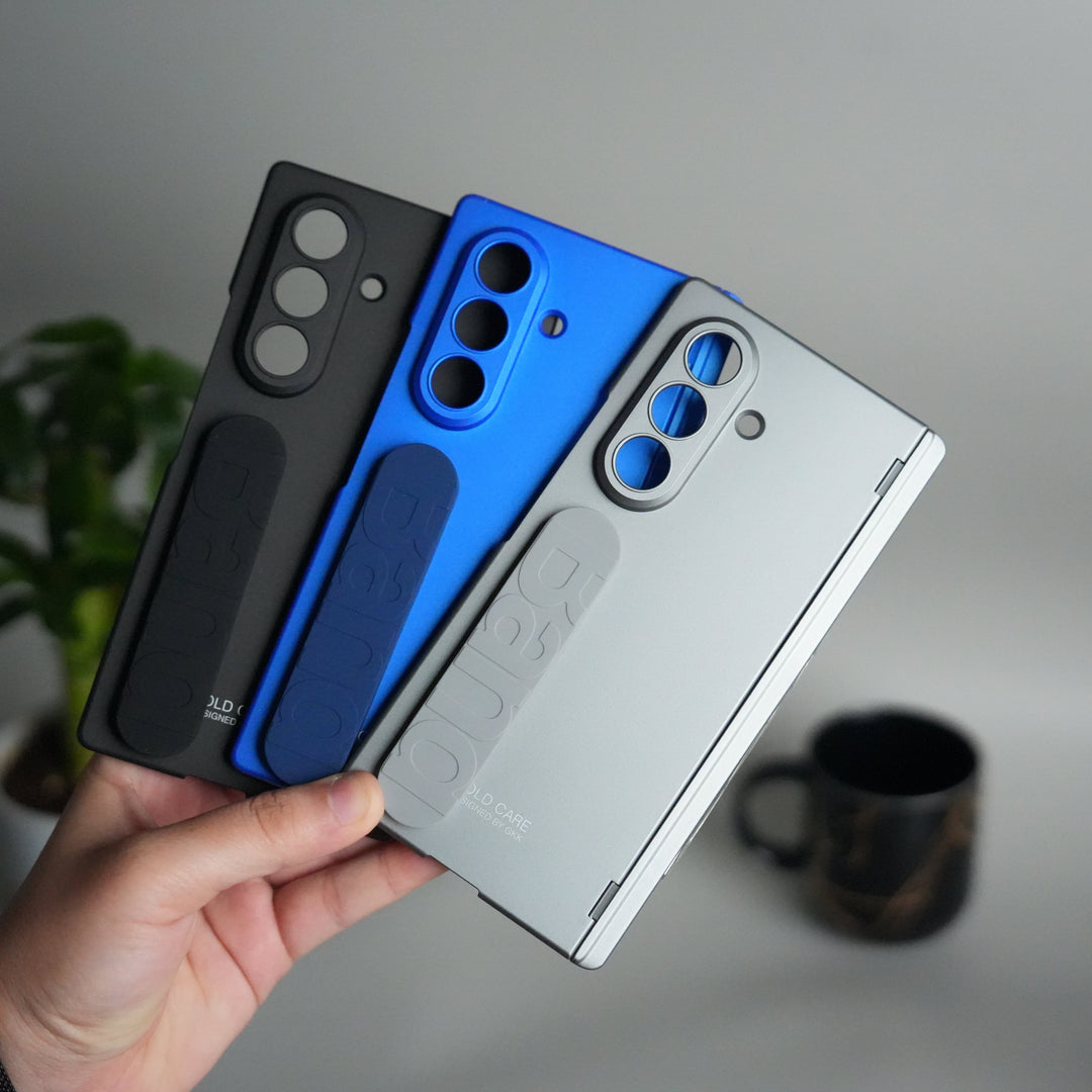 FRATO Fold 7 Collection Galaxy Z Fold 7 Silicone Band Holder Case with Front Glass | Matte Hard Cover with Kickstand Grip