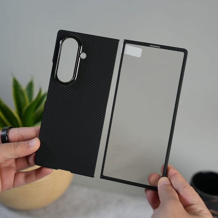 FRATO Fold 7 Collection Galaxy Z Fold 7 Ultra-Slim Carbon Fiber Texture Case with Front glass Protection