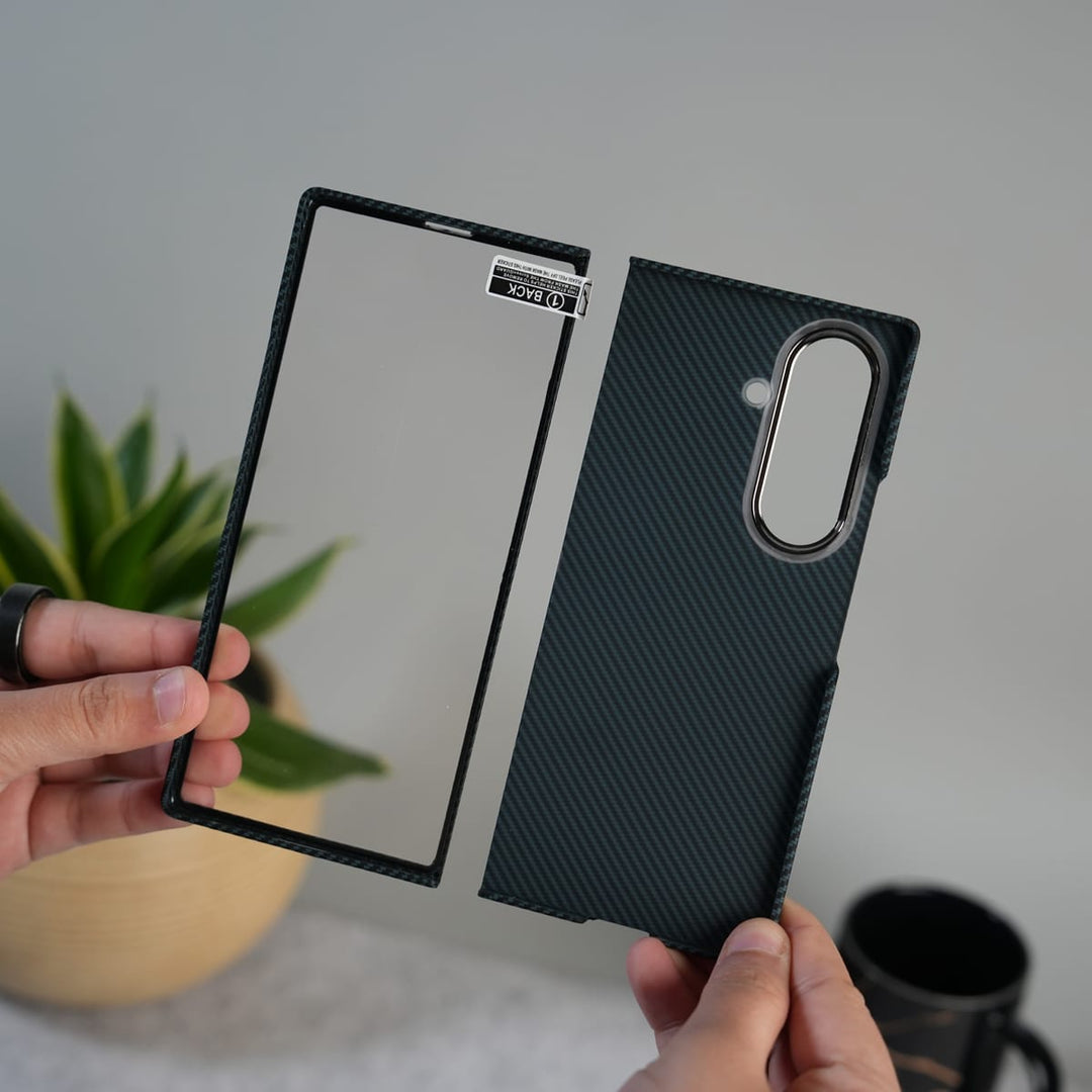 FRATO Fold 7 Collection Galaxy Z Fold 7 Ultra-Slim Carbon Fiber Texture Case with Front glass Protection