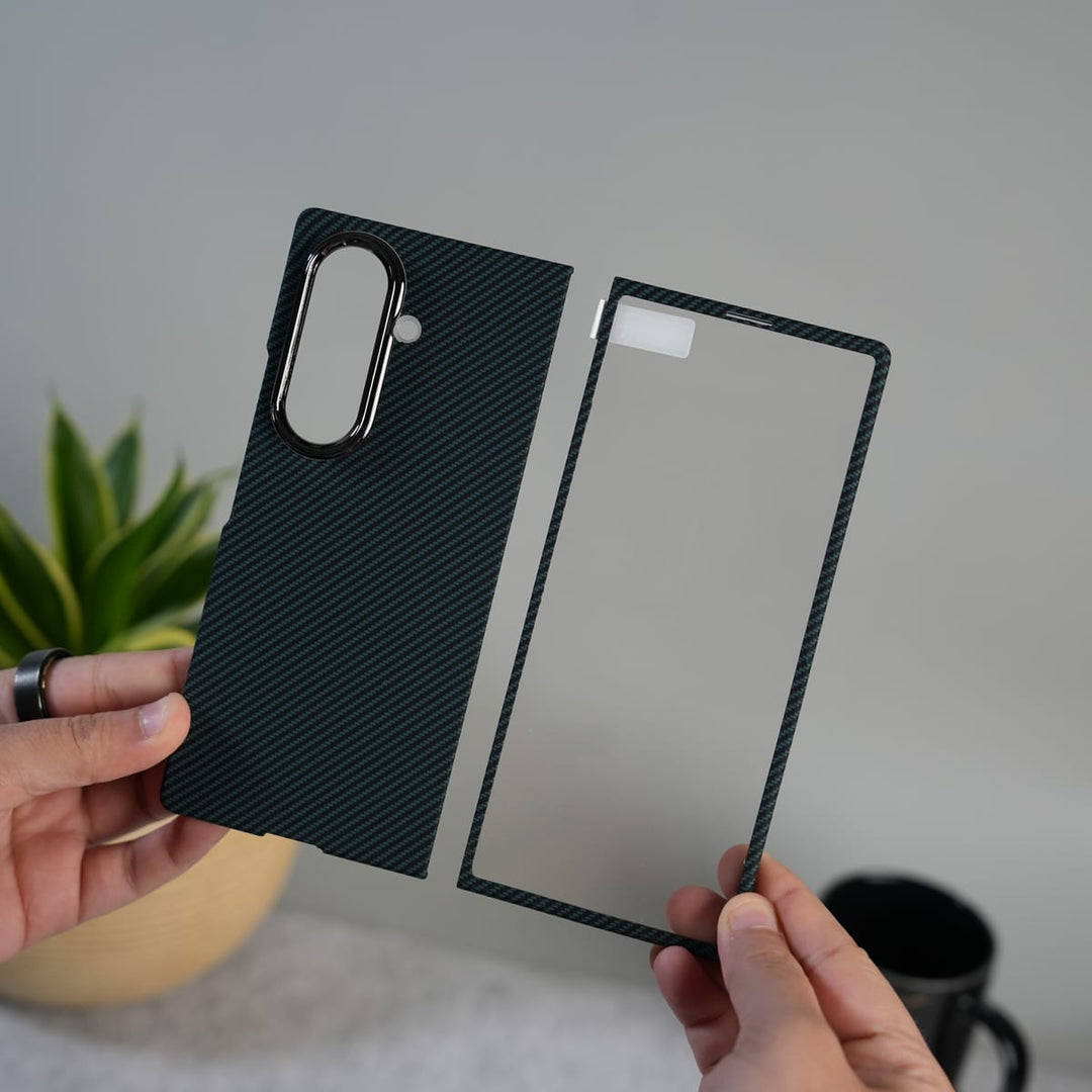 FRATO Fold 7 Collection Galaxy Z Fold 7 Ultra-Slim Carbon Fiber Texture Case with Front glass Protection