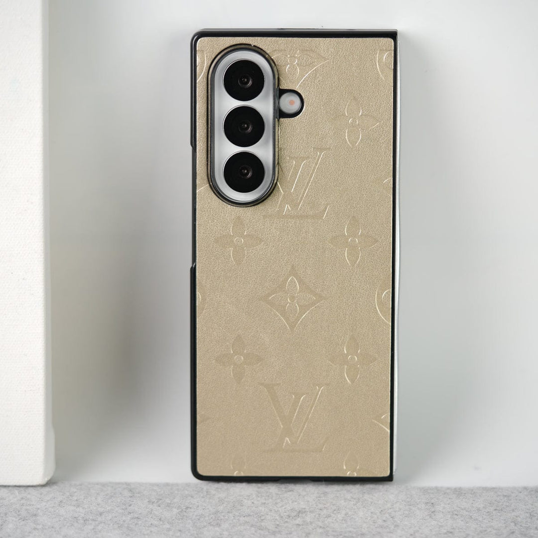 FRATO Fold 7 Collection Golden Samsung Galaxy Z Fold 7 Luxury PU Leather Fashion Brand Case Cover