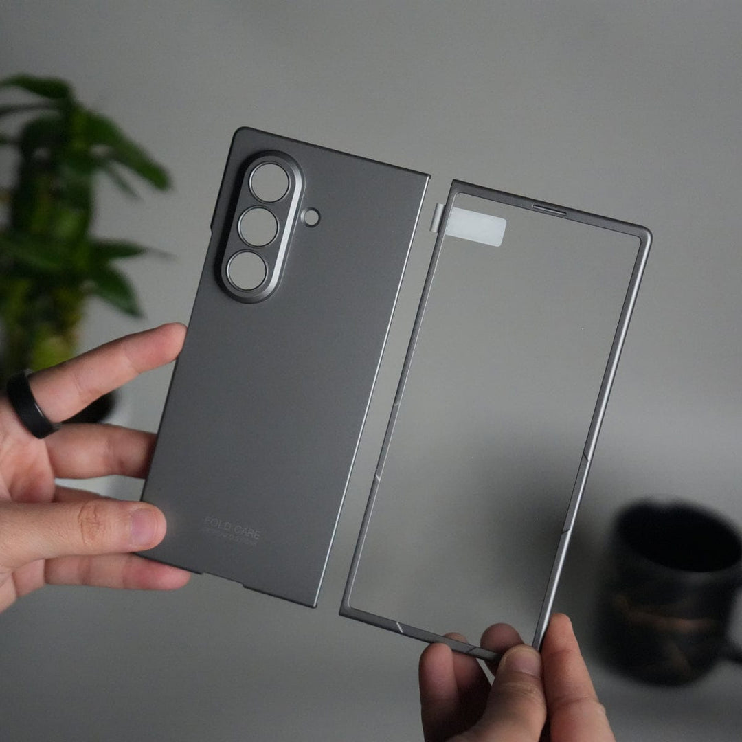 FRATO Fold 7 Collection Gray Galaxy Z Fold 7 Matte Hard Case with Front Glass Cover | Slim Shockproof Fold Care Edition