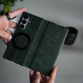 Galaxy Z Fold 6 Luxury Leather Rotating Ring Stand Case