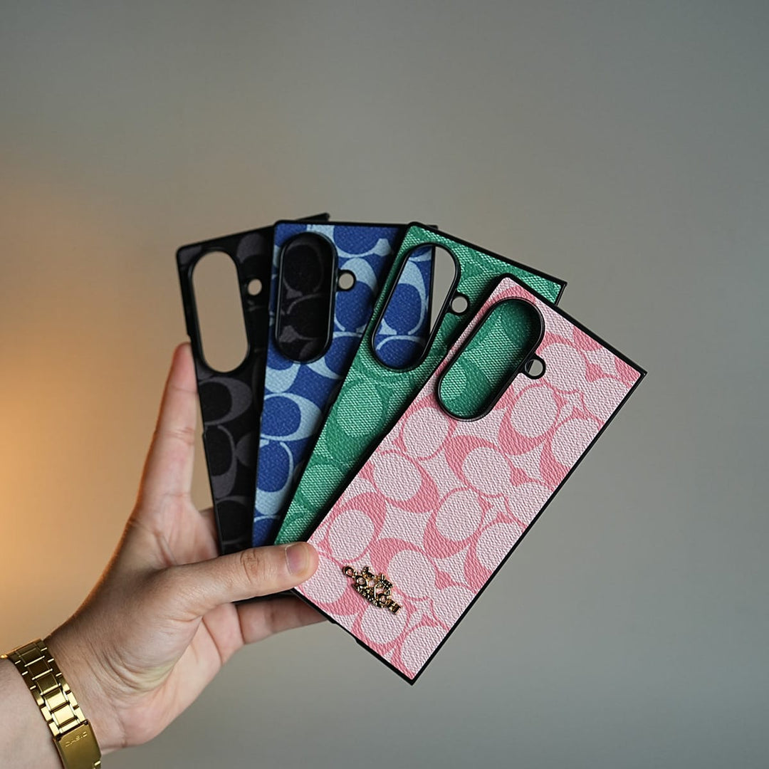 FRATO Fold 7 Collection Leather Texture Pattern Case for Galaxy Z Fold 7 | Gold-Tone Logo Slim Cover