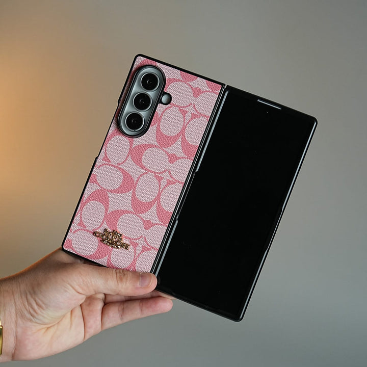 FRATO Fold 7 Collection Leather Texture Pattern Case for Galaxy Z Fold 7 | Gold-Tone Logo Slim Cover