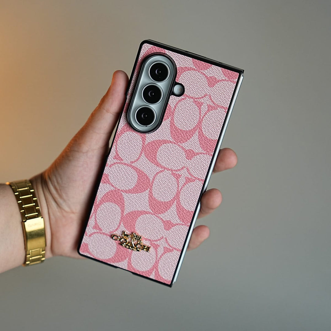 FRATO Fold 7 Collection Leather Texture Pattern Case for Galaxy Z Fold 7 | Gold-Tone Logo Slim Cover