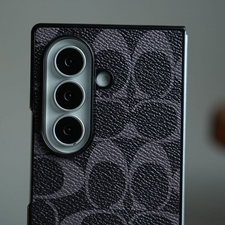 FRATO Fold 7 Collection Leather Texture Pattern Case for Galaxy Z Fold 7 | Gold-Tone Logo Slim Cover