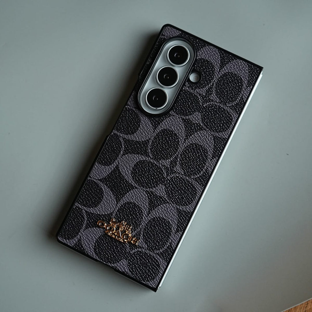 FRATO Fold 7 Collection Leather Texture Pattern Case for Galaxy Z Fold 7 | Gold-Tone Logo Slim Cover