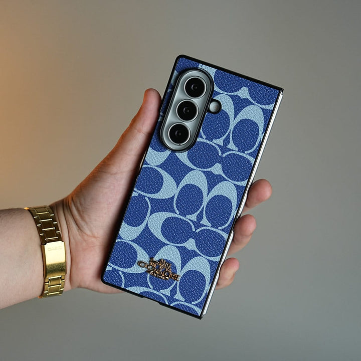 FRATO Fold 7 Collection Leather Texture Pattern Case for Galaxy Z Fold 7 | Gold-Tone Logo Slim Cover