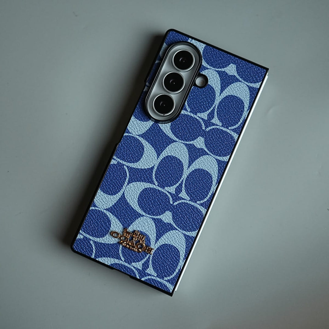FRATO Fold 7 Collection Leather Texture Pattern Case for Galaxy Z Fold 7 | Gold-Tone Logo Slim Cover