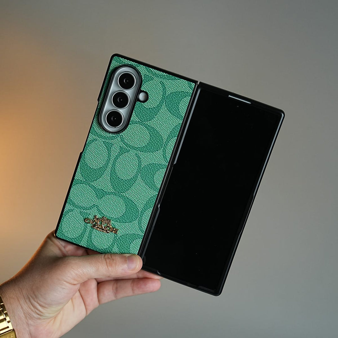 FRATO Fold 7 Collection Leather Texture Pattern Case for Galaxy Z Fold 7 | Gold-Tone Logo Slim Cover