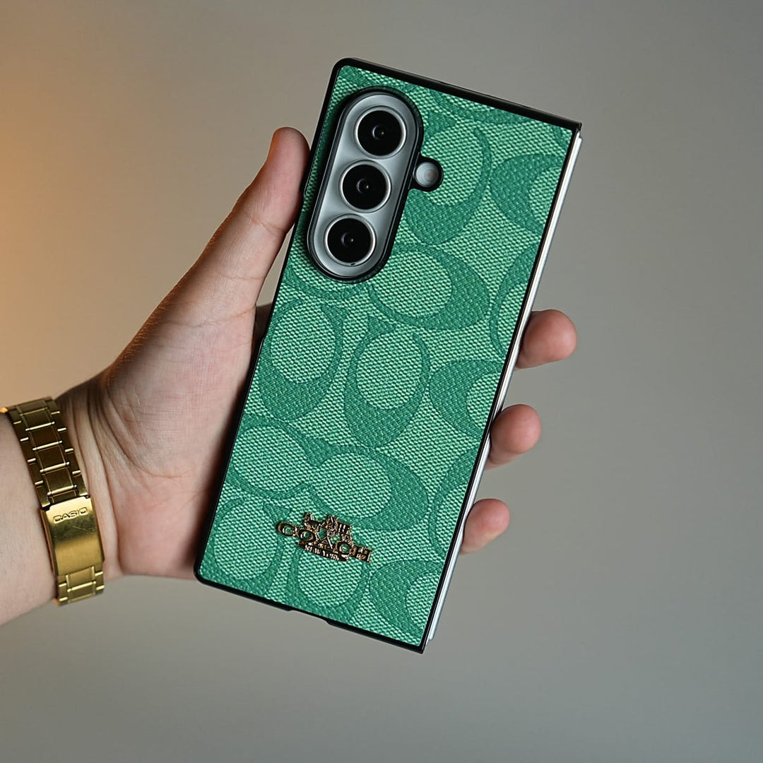 FRATO Fold 7 Collection Leather Texture Pattern Case for Galaxy Z Fold 7 | Gold-Tone Logo Slim Cover