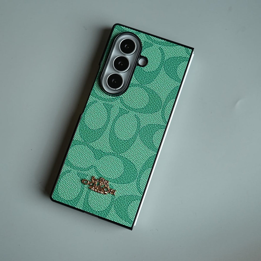 FRATO Fold 7 Collection Leather Texture Pattern Case for Galaxy Z Fold 7 | Gold-Tone Logo Slim Cover