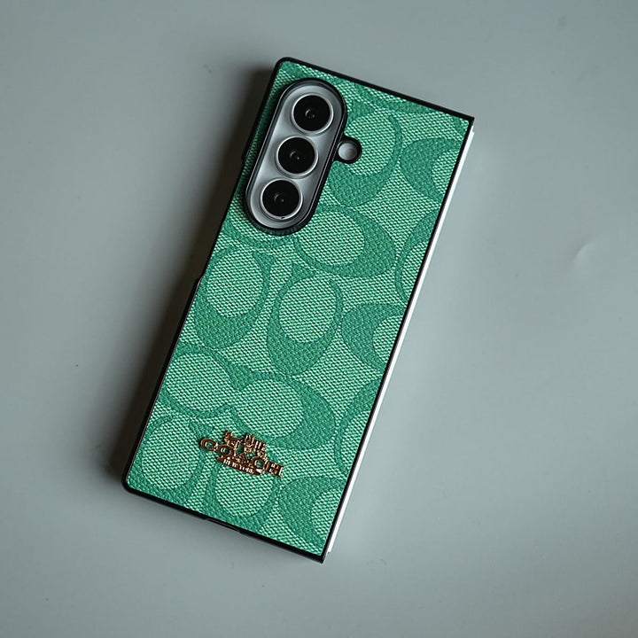 FRATO Fold 7 Collection Leather Texture Pattern Case for Galaxy Z Fold 7 | Gold-Tone Logo Slim Cover
