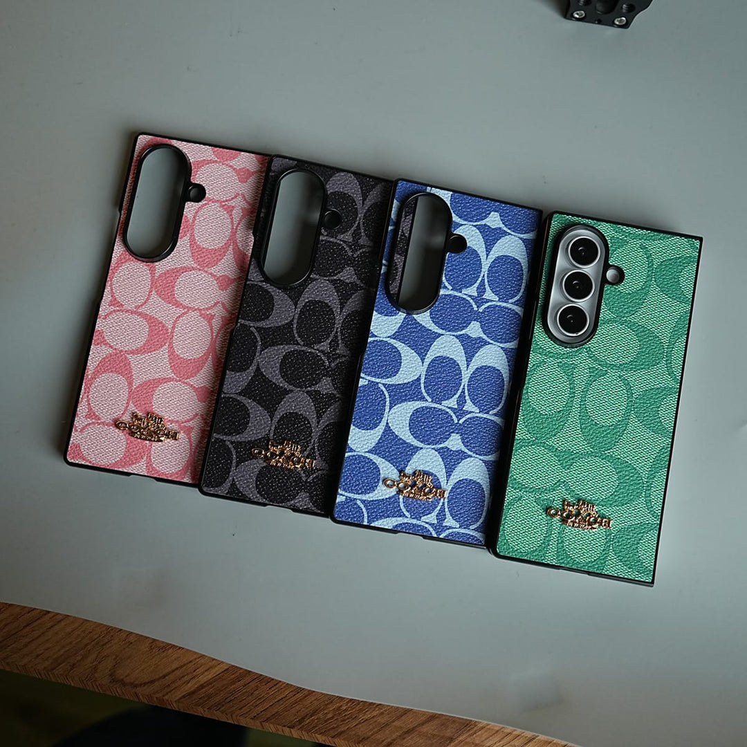 FRATO Fold 7 Collection Leather Texture Pattern Case for Galaxy Z Fold 7 | Gold-Tone Logo Slim Cover
