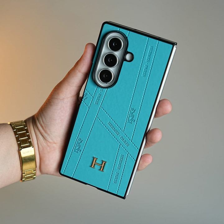 FRATO Fold 7 Collection Light Blue Premium H-Style PU Leather Case for Galaxy Z Fold 7 | Luxury Designer-Inspired Protective Cover