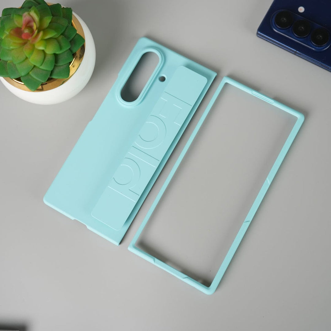 FRATO Fold 7 Collection Mint Blue Galaxy Z Fold 7 Shockproof Matte Wristband Case Cover | Soft Feel Protective Back Shell