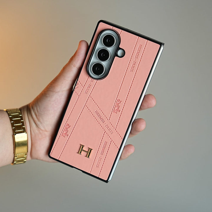 FRATO Fold 7 Collection Pink Premium H-Style PU Leather Case for Galaxy Z Fold 7 | Luxury Designer-Inspired Protective Cover