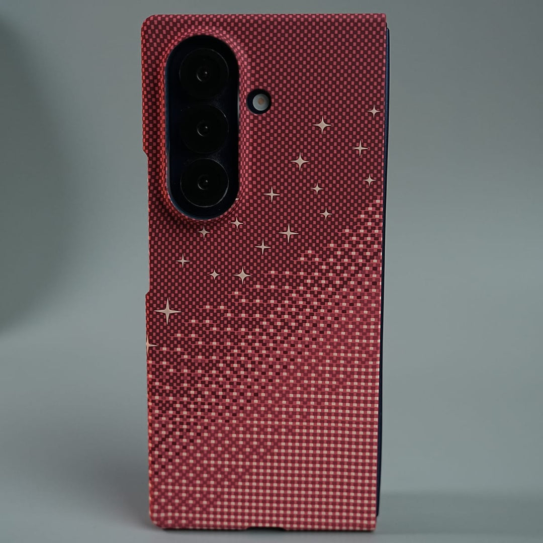 FRATO Fold 7 Collection Red Galaxy Fold 7 Premium Pixel Gradient MagSafe Case with Metal Camera Frame