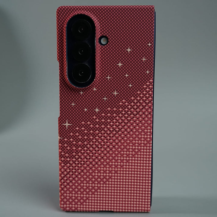 FRATO Fold 7 Collection Red Galaxy Fold 7 Premium Pixel Gradient MagSafe Case with Metal Camera Frame