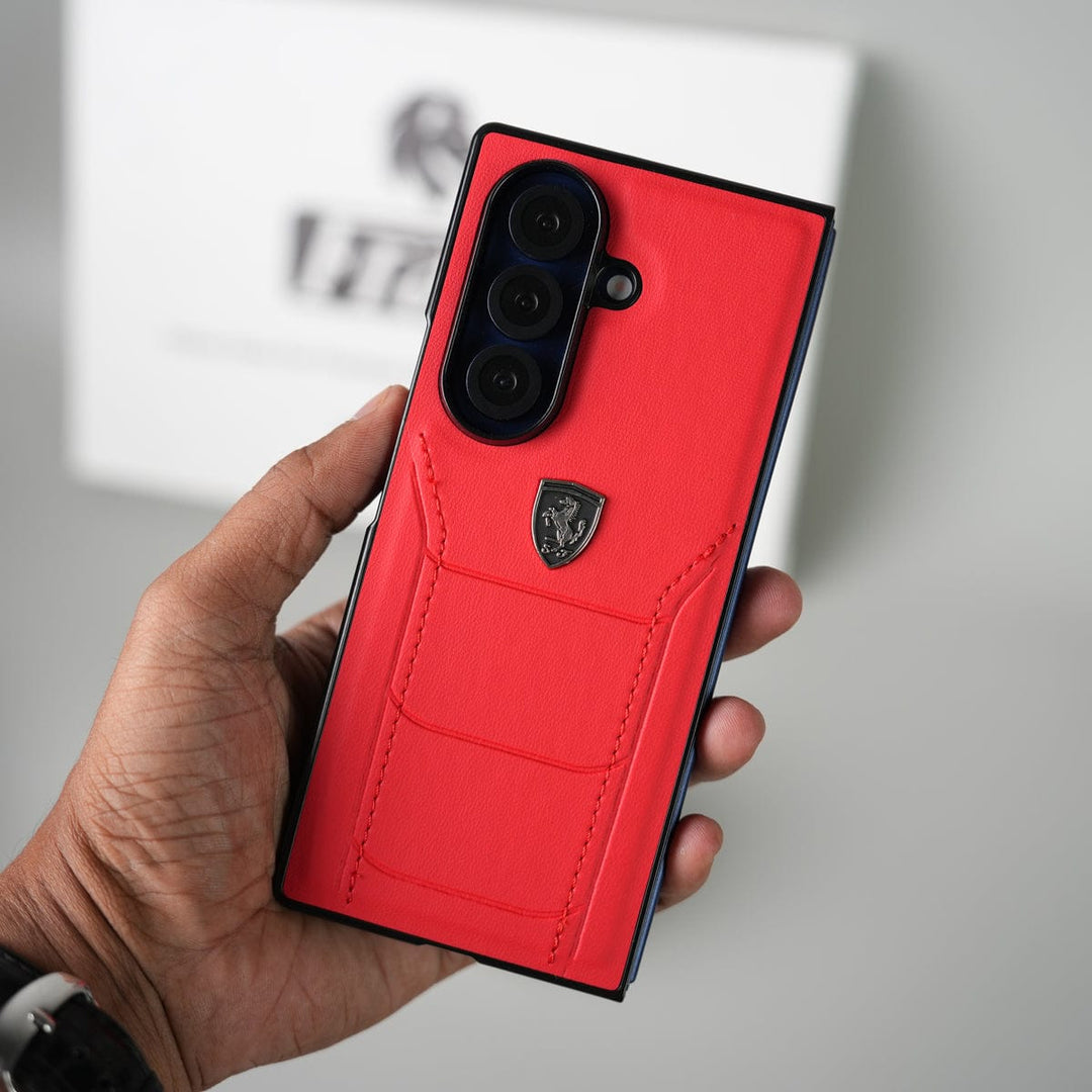FRATO Fold 7 Collection Red Samsung Galaxy Z Fold 7 FR Stitched PU Leather Case Cover