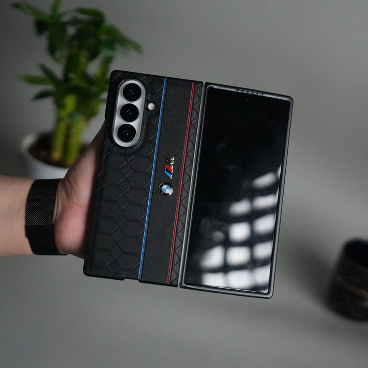 FRATO Fold 7 Collection Samsung Galaxy Z Fold 7 BMW &amp; M Performance Logo With Honeycomb Design Case Cover(Black)