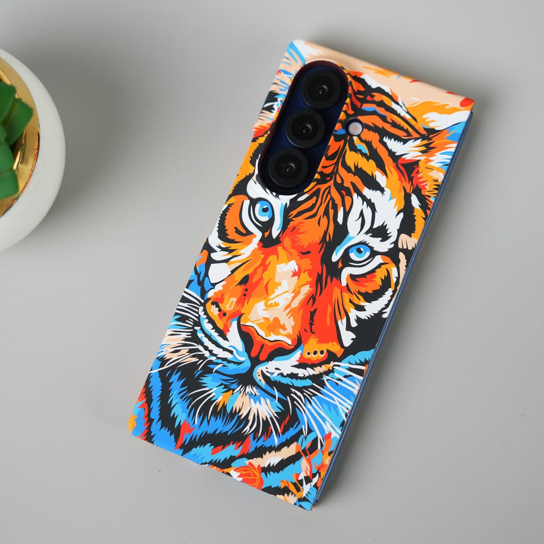 FRATO Fold 7 Collection Samsung Galaxy Z Fold 7 Carbon Fiber Texture Case | Tiger Printed Hard PC Cover with MagSafe | Shockproof Slim Protection