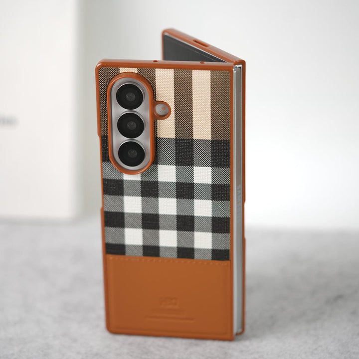 FRATO Fold 7 Collection Samsung Galaxy Z Fold 7 Checks Leather Case Cover