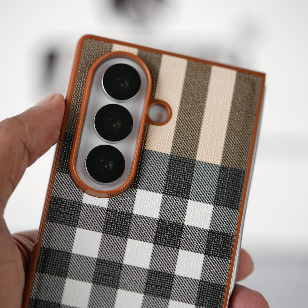 FRATO Fold 7 Collection Samsung Galaxy Z Fold 7 Checks Leather Case Cover