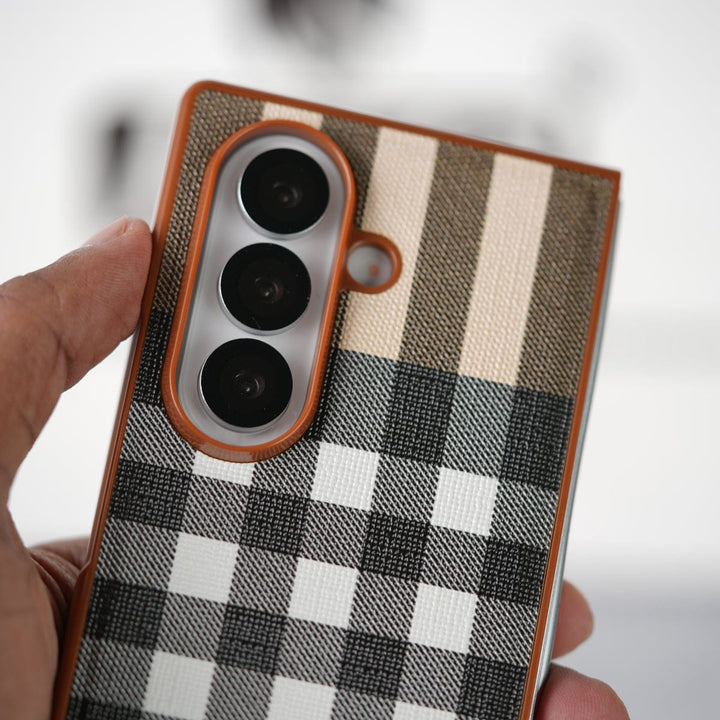 FRATO Fold 7 Collection Samsung Galaxy Z Fold 7 Checks Leather Case Cover