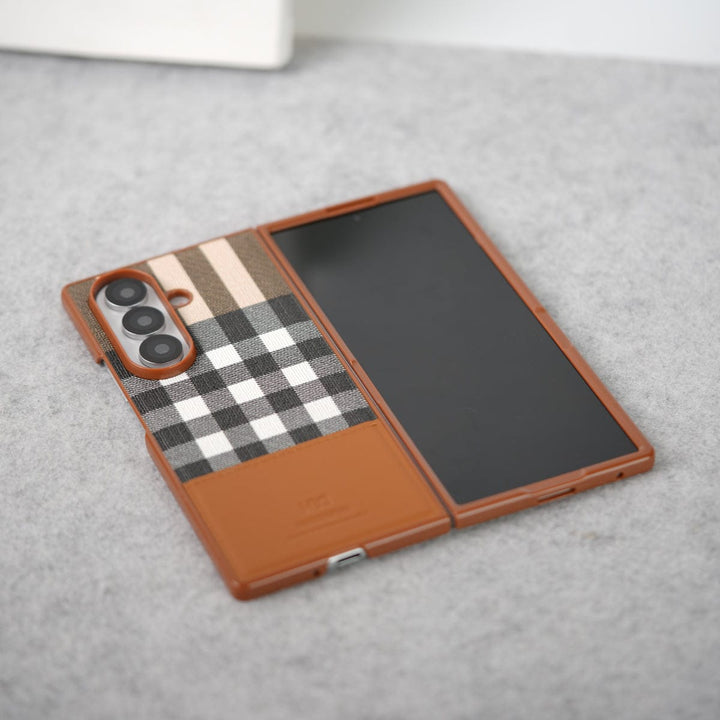 FRATO Fold 7 Collection Samsung Galaxy Z Fold 7 Checks Leather Case Cover