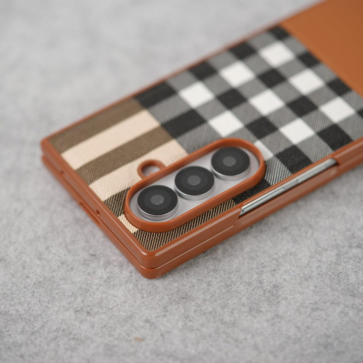 FRATO Fold 7 Collection Samsung Galaxy Z Fold 7 Checks Leather Case Cover