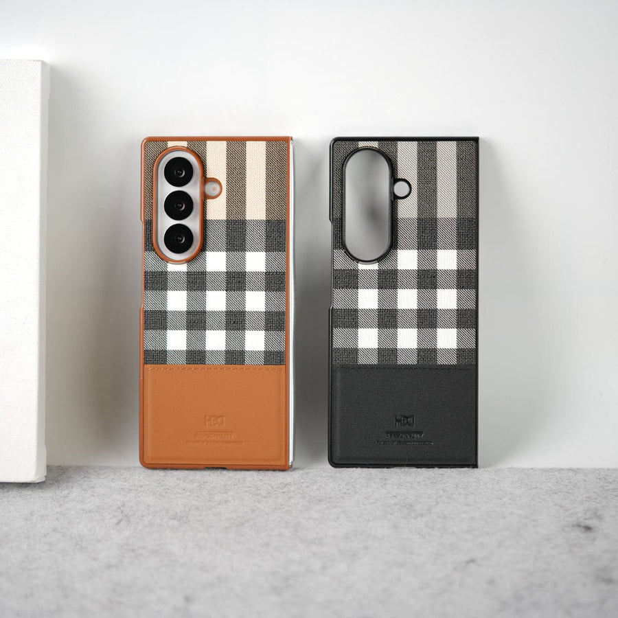 FRATO Fold 7 Collection Samsung Galaxy Z Fold 7 Checks Leather Case Cover