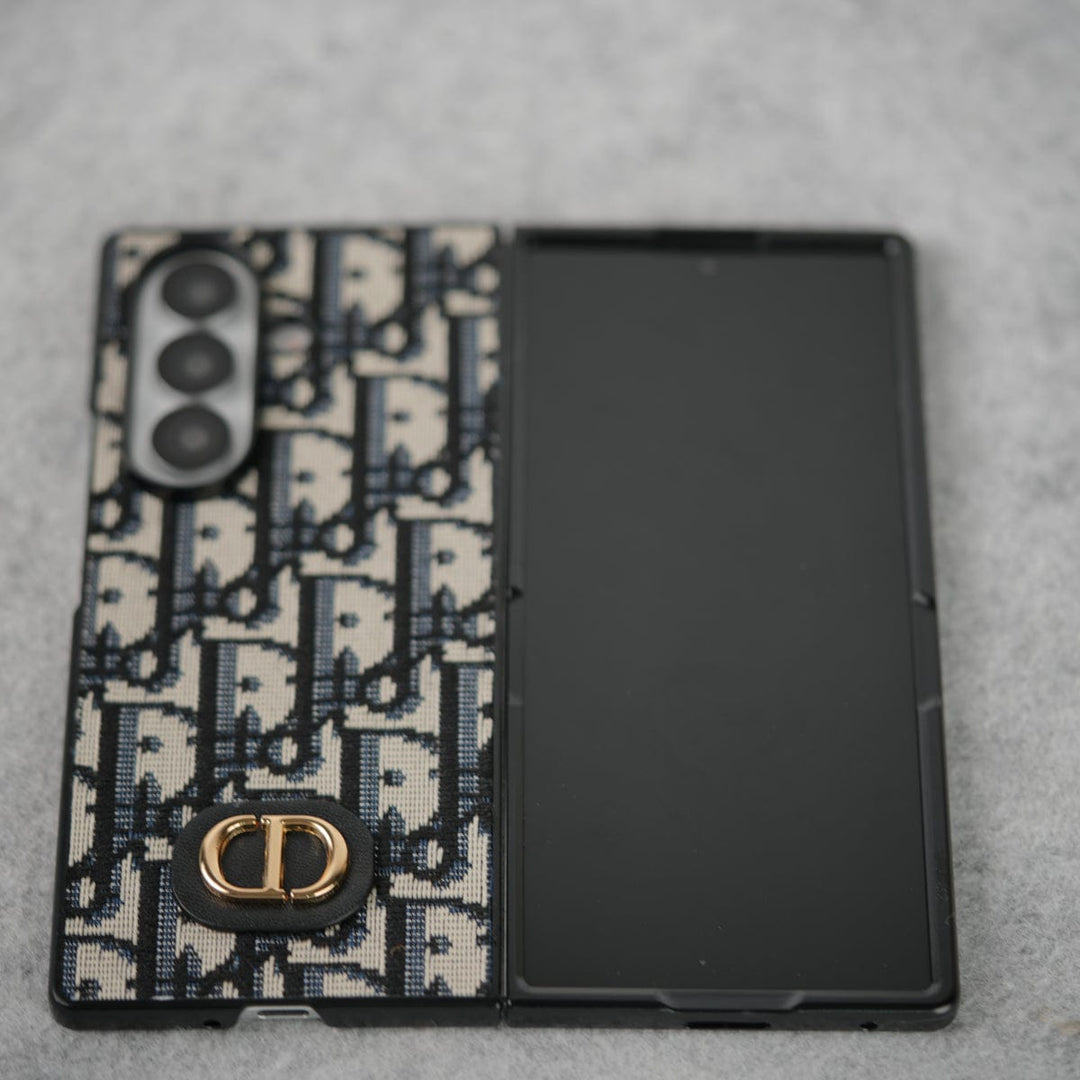 FRATO Fold 7 Collection Samsung Galaxy Z Fold 7 Luxury Brand CD Embroidery Case Cover BLACK