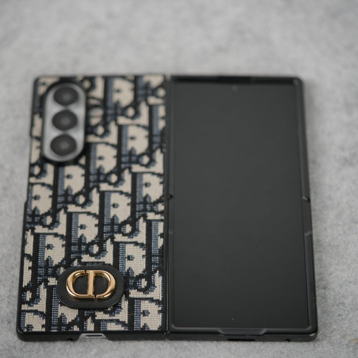 FRATO Fold 7 Collection Samsung Galaxy Z Fold 7 Luxury Brand CD Embroidery Case Cover BLACK